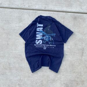 2000s Honolulu Police SWAT Tee Vintage Hawaii Tactical Graphic Shirt Navy L